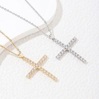 Copper Luxurious Plating Inlay Cross Zircon Pendant Necklace main image 4