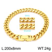 Titanium Steel 18K Gold Plated Classic Style Chain Solid Color Bracelets Necklace sku image 2