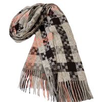 Women's Vintage Style Plaid Imitation Cashmere Tassel Scarf main image 2