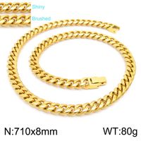 Acero Titanio Chapados en oro de 18k Estilo Clásico Cadena Color Sólido Pulsera Collar sku image 15