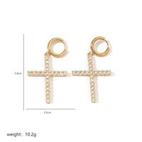 1 Pair Luxurious Cross Plating Inlay Stainless Steel Copper Artificial Rhinestones Zircon Drop Earrings sku image 4
