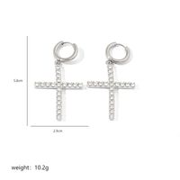 1 Pair Luxurious Cross Plating Inlay Stainless Steel Copper Artificial Rhinestones Zircon Drop Earrings sku image 3