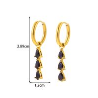 1 Pair Vintage Style French Style Simple Style Geometric Tassel Flower Plating Inlay Stainless Steel Zircon 18k Gold Plated Drop Earrings main image 8