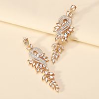 1 Pair Exaggerated Shiny Leaf Plating Inlay Zinc Alloy Artificial Crystal Artificial Rhinestones Drop Earrings main image 9