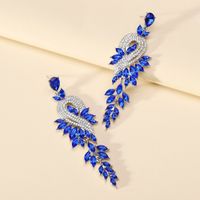 1 Pair Exaggerated Shiny Leaf Plating Inlay Zinc Alloy Artificial Crystal Artificial Rhinestones Drop Earrings sku image 5