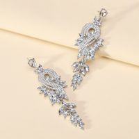 1 Pair Exaggerated Shiny Leaf Plating Inlay Zinc Alloy Artificial Crystal Artificial Rhinestones Drop Earrings sku image 2