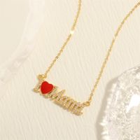 Elegant Letter Heart Shape Copper Plating Inlay Zircon 18k Gold Plated Pendant Necklace sku image 2