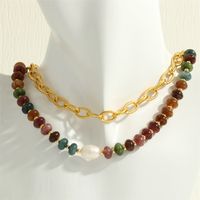Bohemian Simple Style Irregular Freshwater Pearl Stone Copper Beaded Plating 18k Gold Plated Women's Necklace main image 1