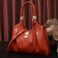 Women's All Seasons Pu Leather Solid Color Elegant Square Lock Clasp Handbag Ruched Bag sku image 2