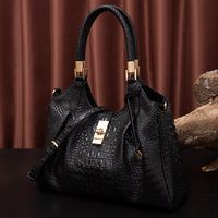 Women's All Seasons Pu Leather Solid Color Elegant Square Lock Clasp Handbag Ruched Bag sku image 1