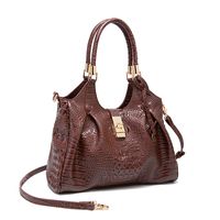 Women's All Seasons Pu Leather Solid Color Elegant Square Lock Clasp Handbag Ruched Bag sku image 3