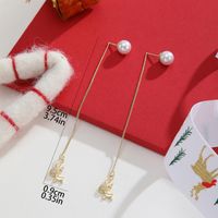 1 Pair Cute Christmas Streetwear Elk Inlay Copper Zircon Gold Plated Ear Line main image 2