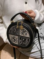 Women's Medium Pu Leather Letter Basic Vintage Style Round Zipper Shoulder Bag Crossbody Bag Bucket Bag sku image 1
