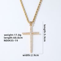 Hip-Hop Simple Style Cross 304 Stainless Steel Copper Plating Inlay Zircon K Gold Plated Rhodium Plated Men's Pendant Necklace sku image 1