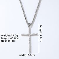 Hip-Hop Simple Style Cross 304 Stainless Steel Copper Plating Inlay Zircon K Gold Plated Rhodium Plated Men's Pendant Necklace sku image 2