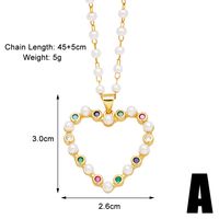 Elegant Simple Style Heart Shape Mermaid Copper Plating Inlay Zircon 18k Gold Plated Pendant Necklace sku image 1