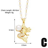 Elegant Simple Style Heart Shape Mermaid Copper Plating Inlay Zircon 18k Gold Plated Pendant Necklace sku image 3
