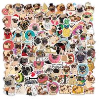 100 Pieces Cartoon Animal Pug Graffiti Stickers Special Decoration Computer Luggage Waterproof main image 1