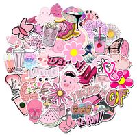 100 Pieces Of Vsco Style Pink Girl  Non-infringement Luggage Stickers Waterproof Graffiti Luggage Stickers main image 6