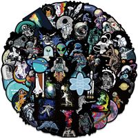 50 Cartoon Black Edge Outer Space Astronauts Graffiti Stickers Decorative Luggage Water Cup Guitar main image 4