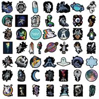 50 Cartoon Black Edge Outer Space Astronauts Graffiti Stickers Decorative Luggage Water Cup Guitar main image 3