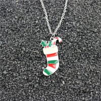 Cute Christmas Tree Sock Snowman Alloy Christmas Women's Pendant Necklace sku image 3