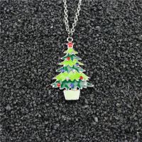 Cute Christmas Tree Sock Snowman Alloy Christmas Women's Pendant Necklace sku image 4