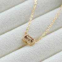 Retro Geometric Square Sterling Silver Plating Inlay Zircon Pendant Necklace main image 6