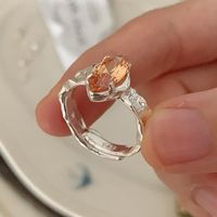Retro Geometrisch Sterling Silber Inlay Zirkon Offener Ring main image 2