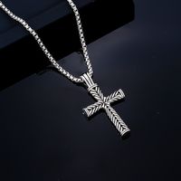 Hip-Hop Retro Vintage Style Cross 304 Stainless Steel Alloy Titanium Steel Silver Plated Unisex Pendant Necklace main image 1