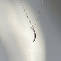 Simple Style Moon Sterling Silver Pendant Necklace sku image 2