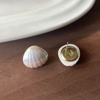 Wholesale Jewelry Simple Style Shell Imitation Pearl Alloy Resin Ear Studs main image 3