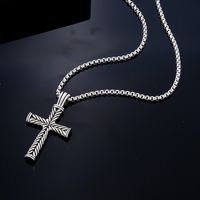 Hip-Hop Retro Vintage Style Cross 304 Stainless Steel Alloy Titanium Steel Silver Plated Unisex Pendant Necklace main image 4