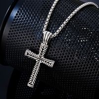 Hip-Hop Retro Vintage Style Cross 304 Stainless Steel Alloy Titanium Steel Silver Plated Unisex Pendant Necklace main image 3