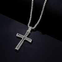 Hip-Hop Retro Vintage Style Cross 304 Stainless Steel Alloy Titanium Steel Silver Plated Unisex Pendant Necklace main image 2
