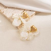 1 Paar Einfacher Stil Herzform Überzug Inlay Rostfreier Stahl Künstliche Perlen 18 Karat Vergoldet Tropfenohrringe main image 5