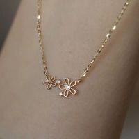 Vintage Style Flower Sterling Silver Plating 14k Gold Plated Pendant Necklace main image 2