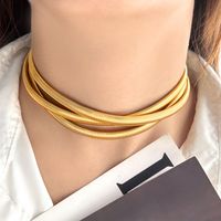 Vintage Style Geometric Solid Color Stainless Steel Chain Choker main image 1