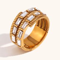 Vintage Style Geometric Solid Color Stainless Steel Plating Rings main image 1