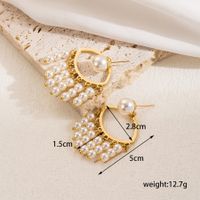 1 Paar Einfacher Stil Herzform Überzug Inlay Rostfreier Stahl Künstliche Perlen 18 Karat Vergoldet Tropfenohrringe sku image 4