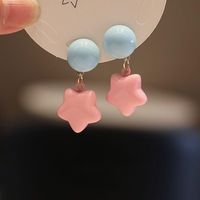 1 Pair Cute Sweet Star Plating Plastic Drop Earrings sku image 1