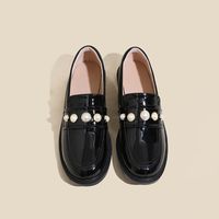 Women's British Style Solid Color Round Toe Loafers main image 3