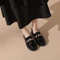 Women's British Style Solid Color Round Toe Loafers main image 1