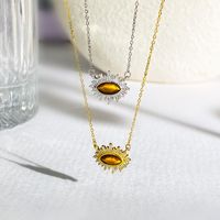 Vintage Style Devil's Eye Sterling Silver Plating Inlay Tiger Eye Pendant Necklace main image 1