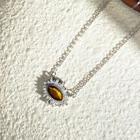 Vintage Style Devil's Eye Sterling Silver Plating Inlay Tiger Eye Pendant Necklace sku image 2