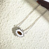Vintage Style Devil's Eye Sterling Silver Plating Inlay Tiger Eye Pendant Necklace main image 2