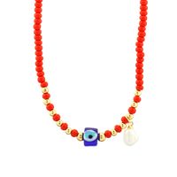 Bohemian Devil's Eye Freshwater Pearl Glass Copper Plating 18k Gold Plated Women's Pendant Necklace main image 2