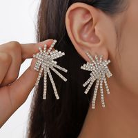 1 Paire Décontractée Style Simple Vêtement De Rue Géométrique Incruster Alliage Strass Plaqué Or Boucles D'oreilles main image 5