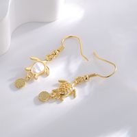 1 Pair Bohemian Beach Solid Color Tortoise Plating Copper 18k Gold Plated Drop Earrings main image 9