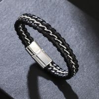 Hip Hop Alliage Cuir Tresser Hommes Bracelet main image 6